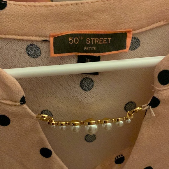 50th street petite, Pink and black poke-dotted blouse - Picture 3 of 4